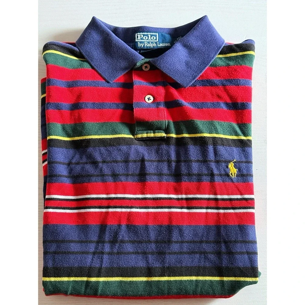 Polo By Ralph Lauren Men's Custom Fit Short Sleeve Blue, Red, Yellow, Green, L